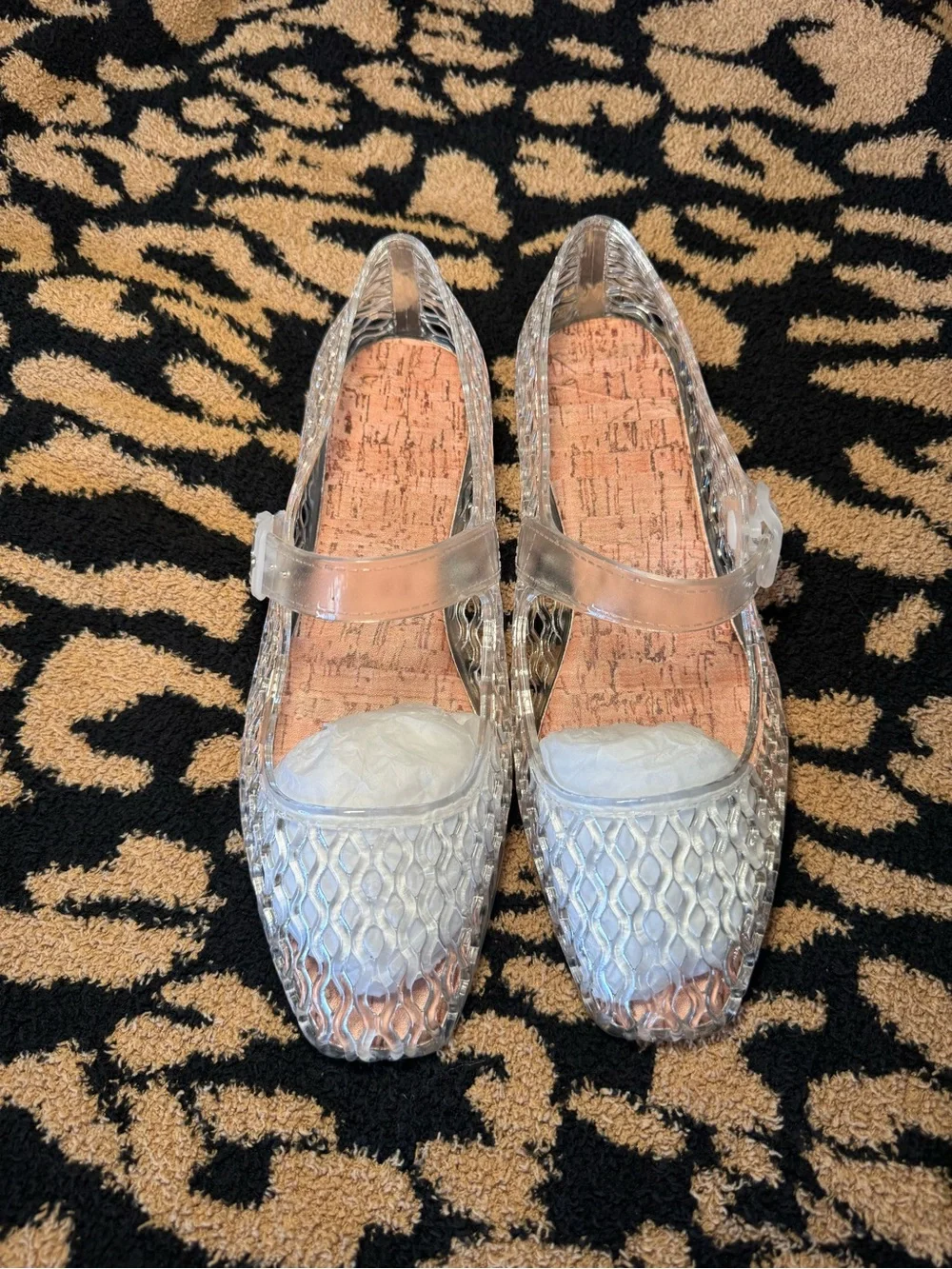 Clear Jelly Mary Jane Flats in Transparent Silver - Women's